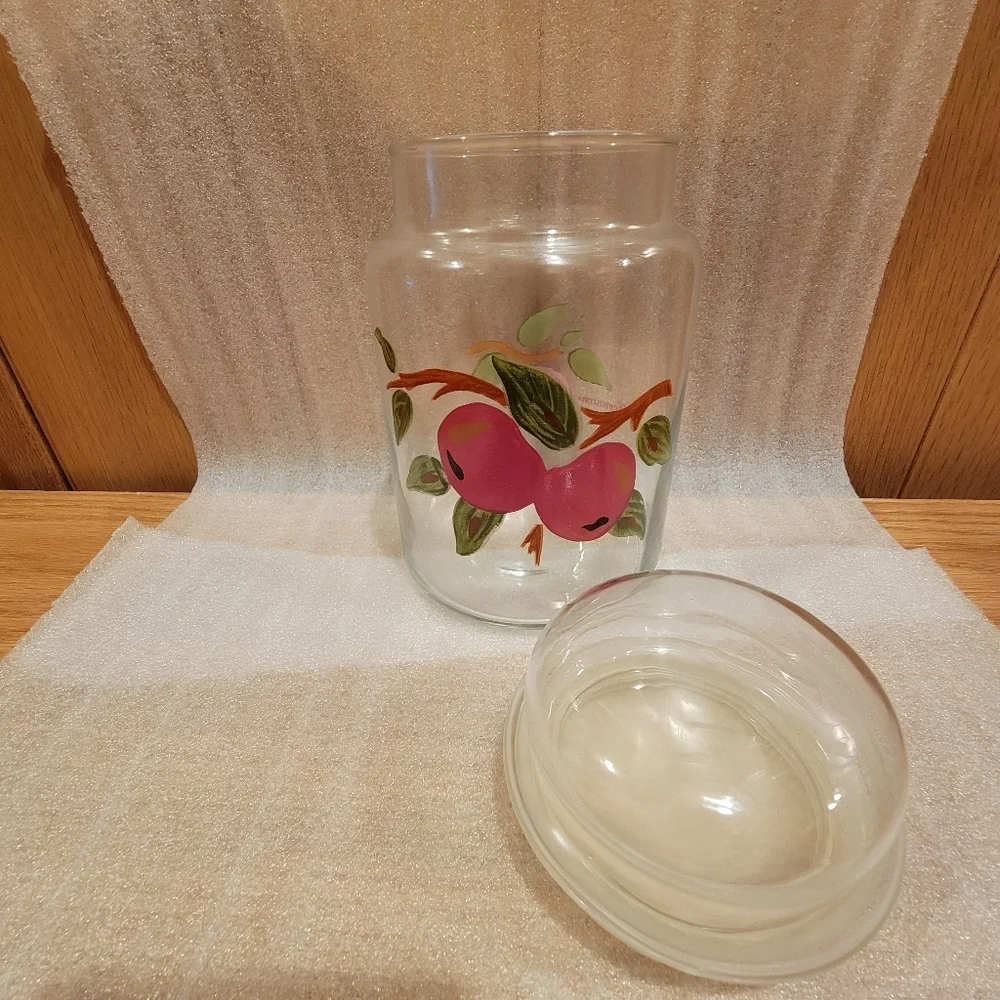 Vintage Franciscan Glassware Storage Jar and Lid Apple (England Backstamp)